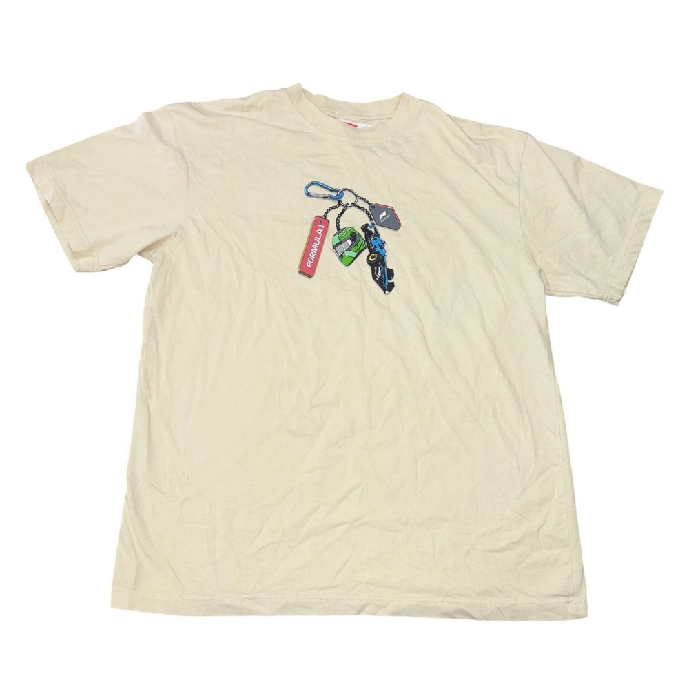 Formula 1 x Pacsun T-Shirt Mens Large Cream Racing Graphic Tee Streetwear